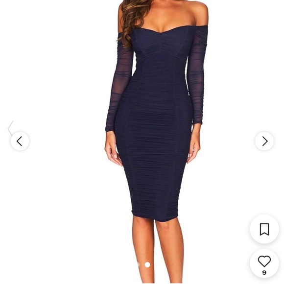 Nookie Dresses & Skirts - New! Revolve Nookie BLACK Romee Ruched Off the Shoulder Midi dress small
